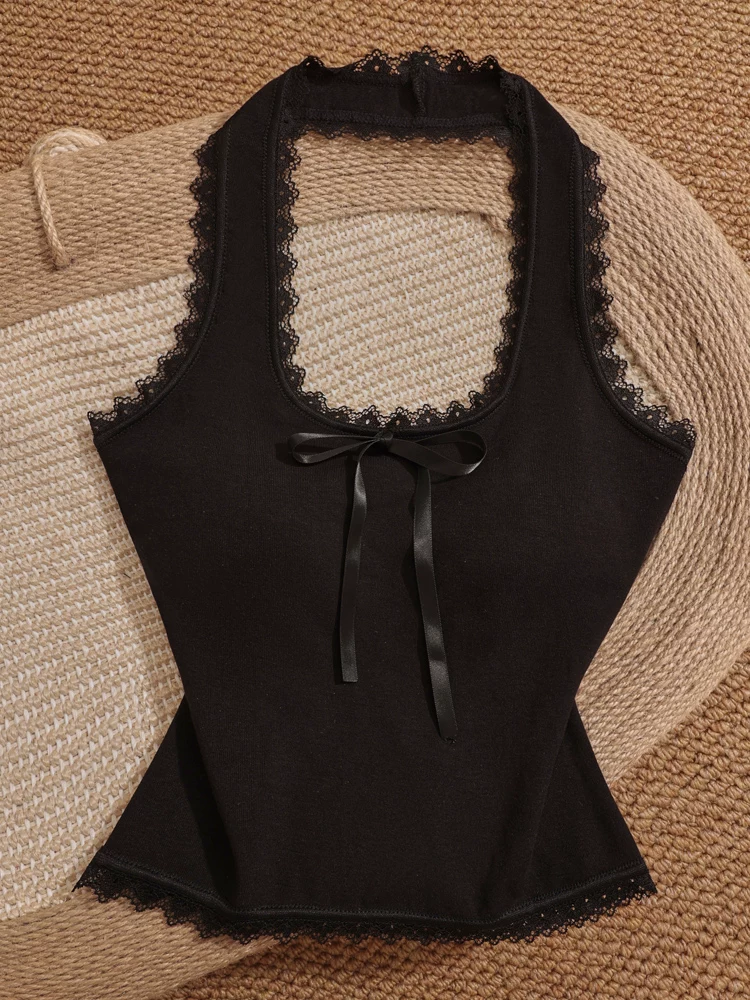 COMPLICATED BABY PADDED BLACK HALTERNECK TOP