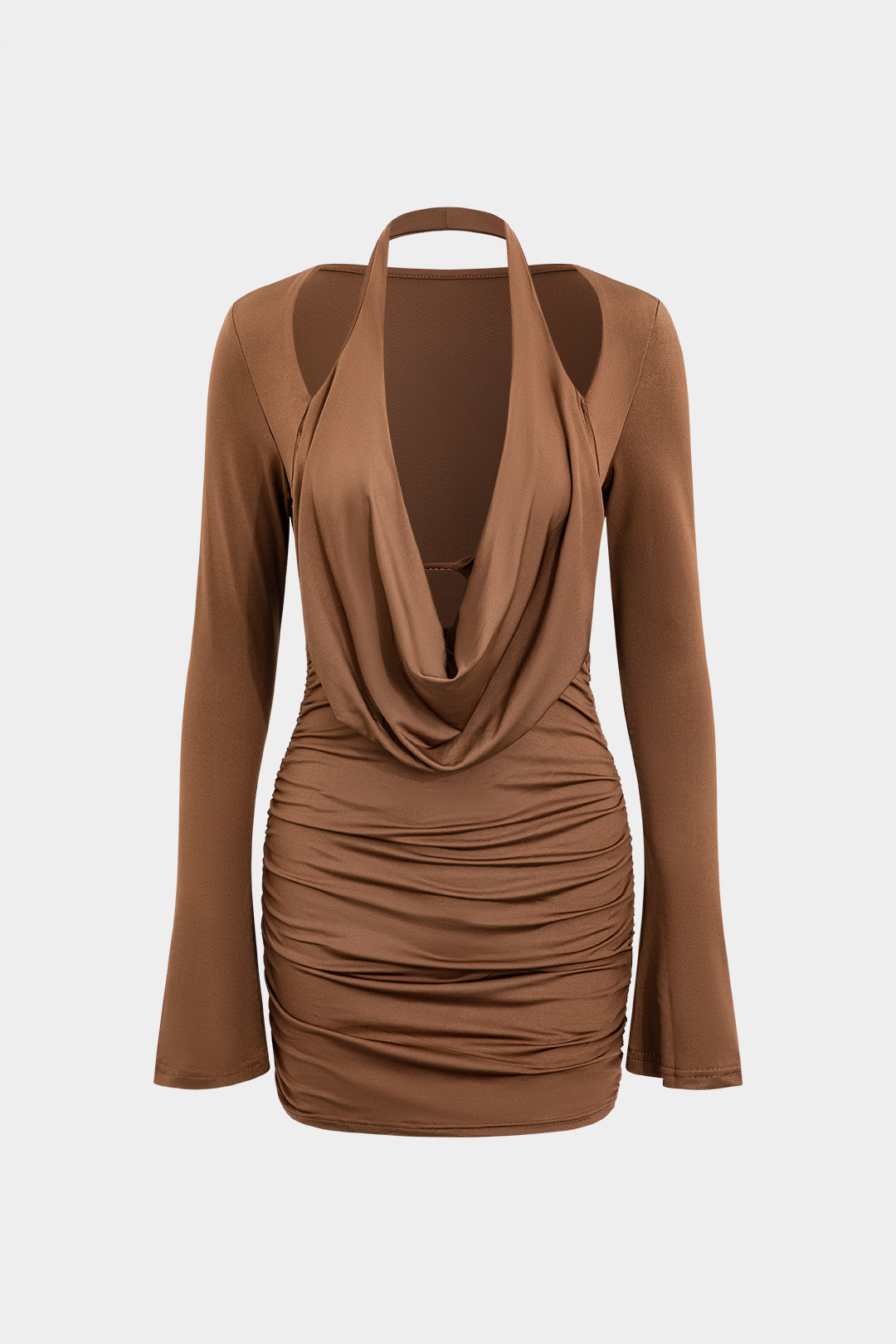 CHIC BUSINESS BROWN COWL DRESS