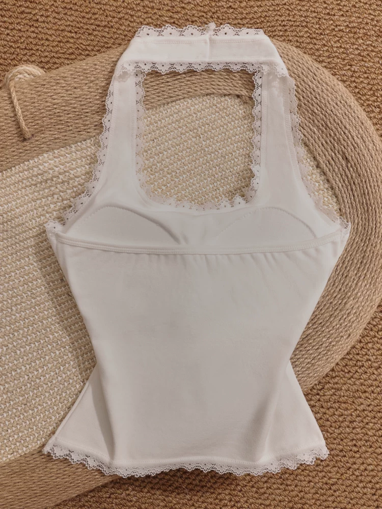 COMPLICATED BABY PADDED WHITE HALTERNECK TOP