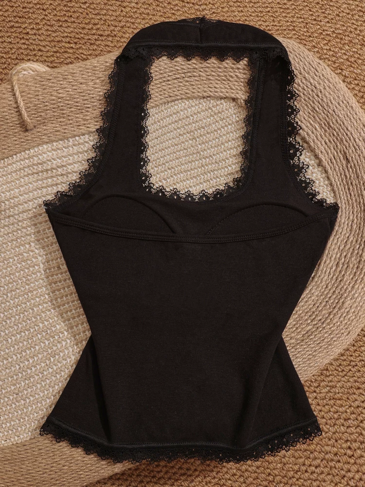 COMPLICATED BABY PADDED BLACK HALTERNECK TOP