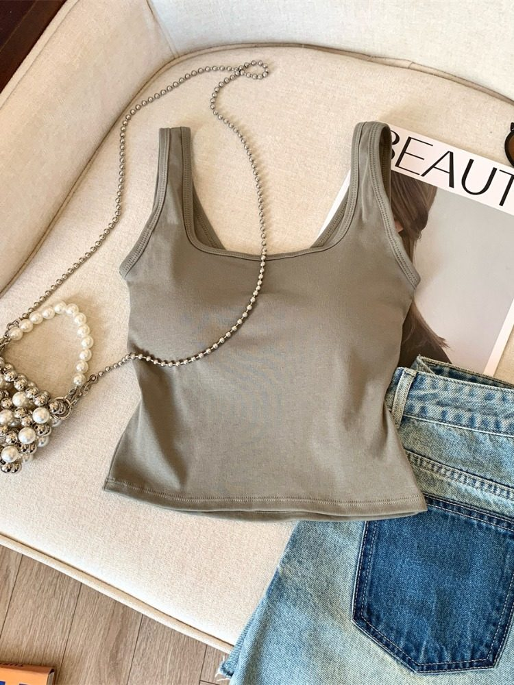 BASIC BAE OLIVE PADDED CAMI TOP