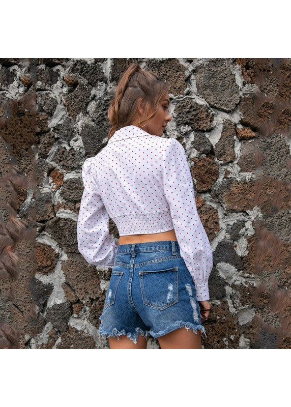 LOVELY GIRL BOW POLKA TOP