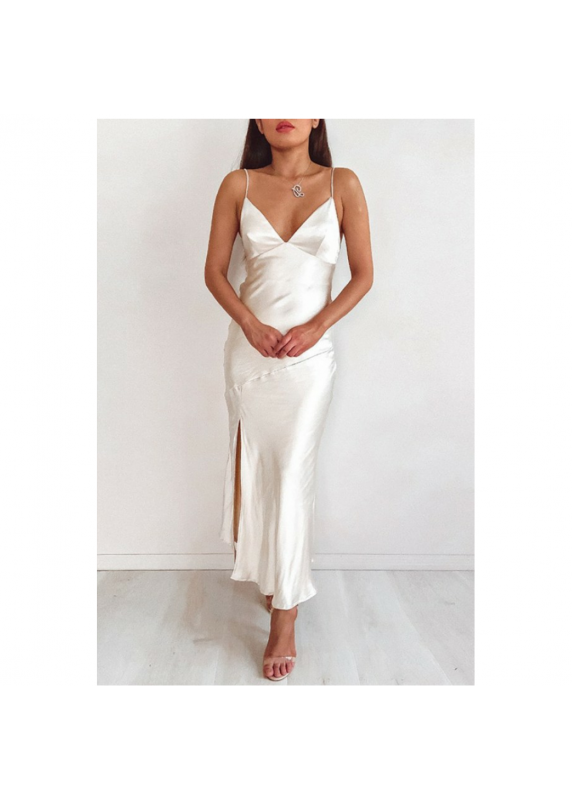 MADE FOR LOVERS WHITE SATIN DRESS