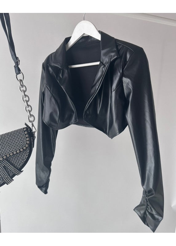 FEEL THAT CHILL CROPPED FAUX LEATHER JACKET