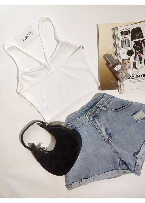 NEVER LOSE HOPE DIAMOND DETAIL CAMI WHITE TOP