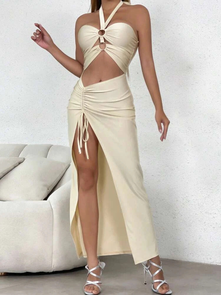 CABO SWIM GOLD DRAWSTRING DRESS