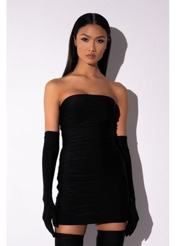 Black velvet bandeau clearance dress