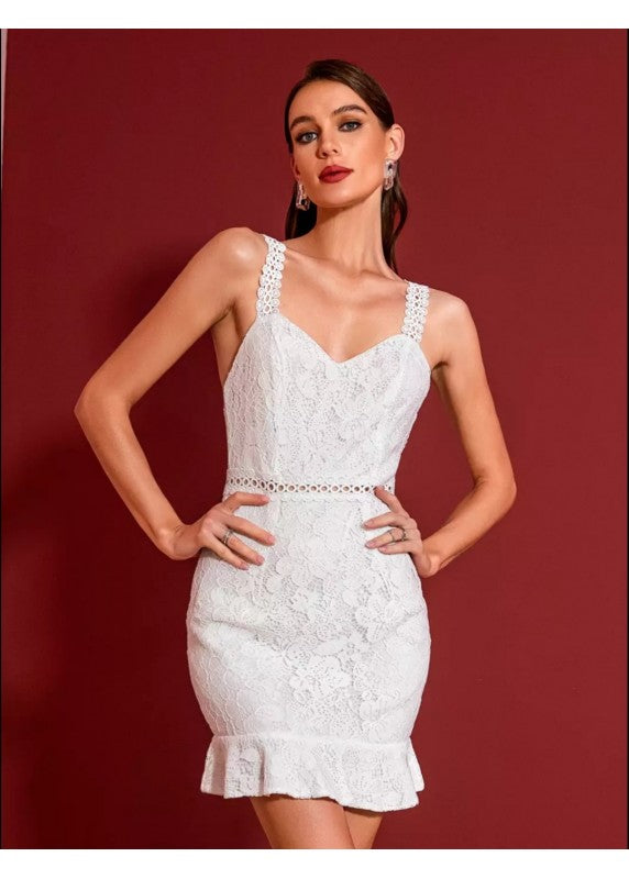 NOTHING TO HIDE WHITE LACE DRESS