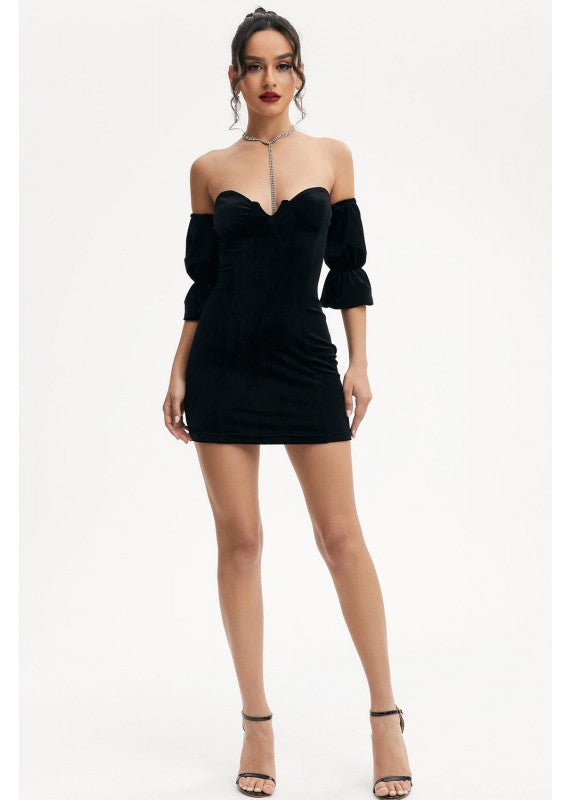 ELITE BEHAVIOUR VELOUR MINI DRESS