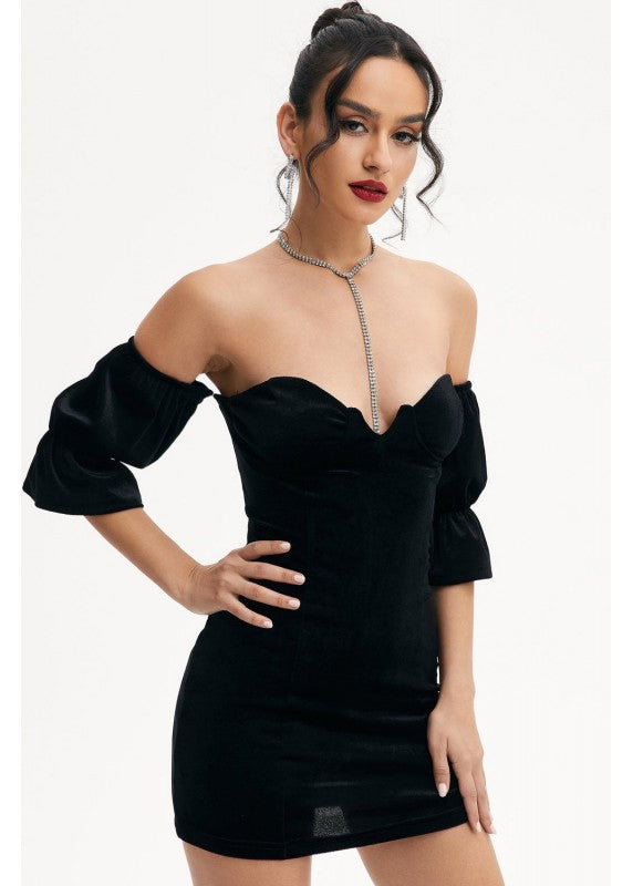 ELITE BEHAVIOUR VELOUR MINI DRESS Merche - Fashion Store ELITE BEHAVIOUR VELOUR MINI DRESS Merche - Fashion Store