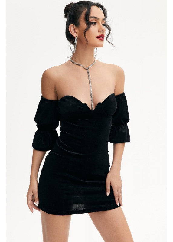 ELITE BEHAVIOUR VELOUR MINI DRESS